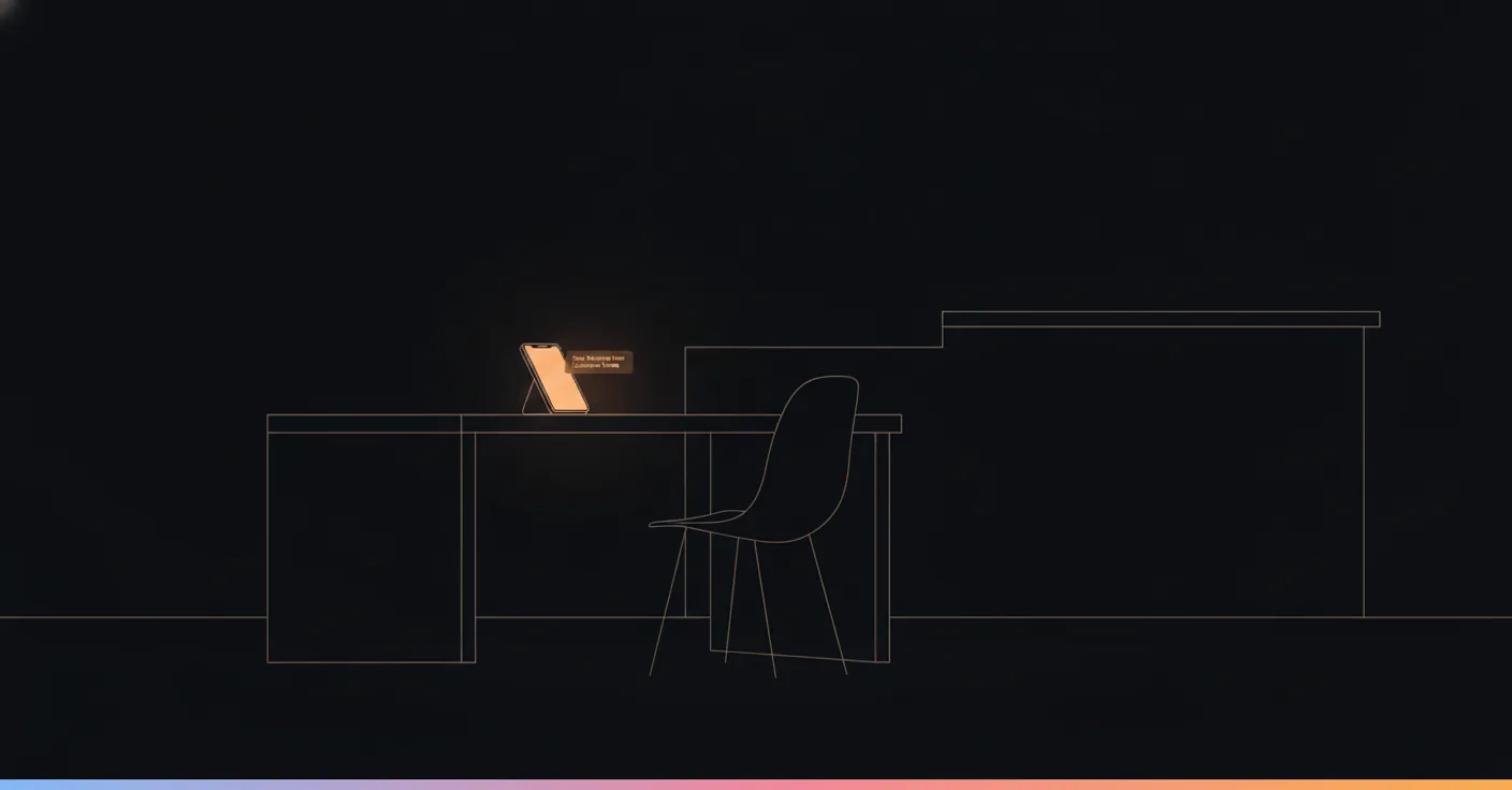 After hours answering service: an empty front desk at night, one phone still answering