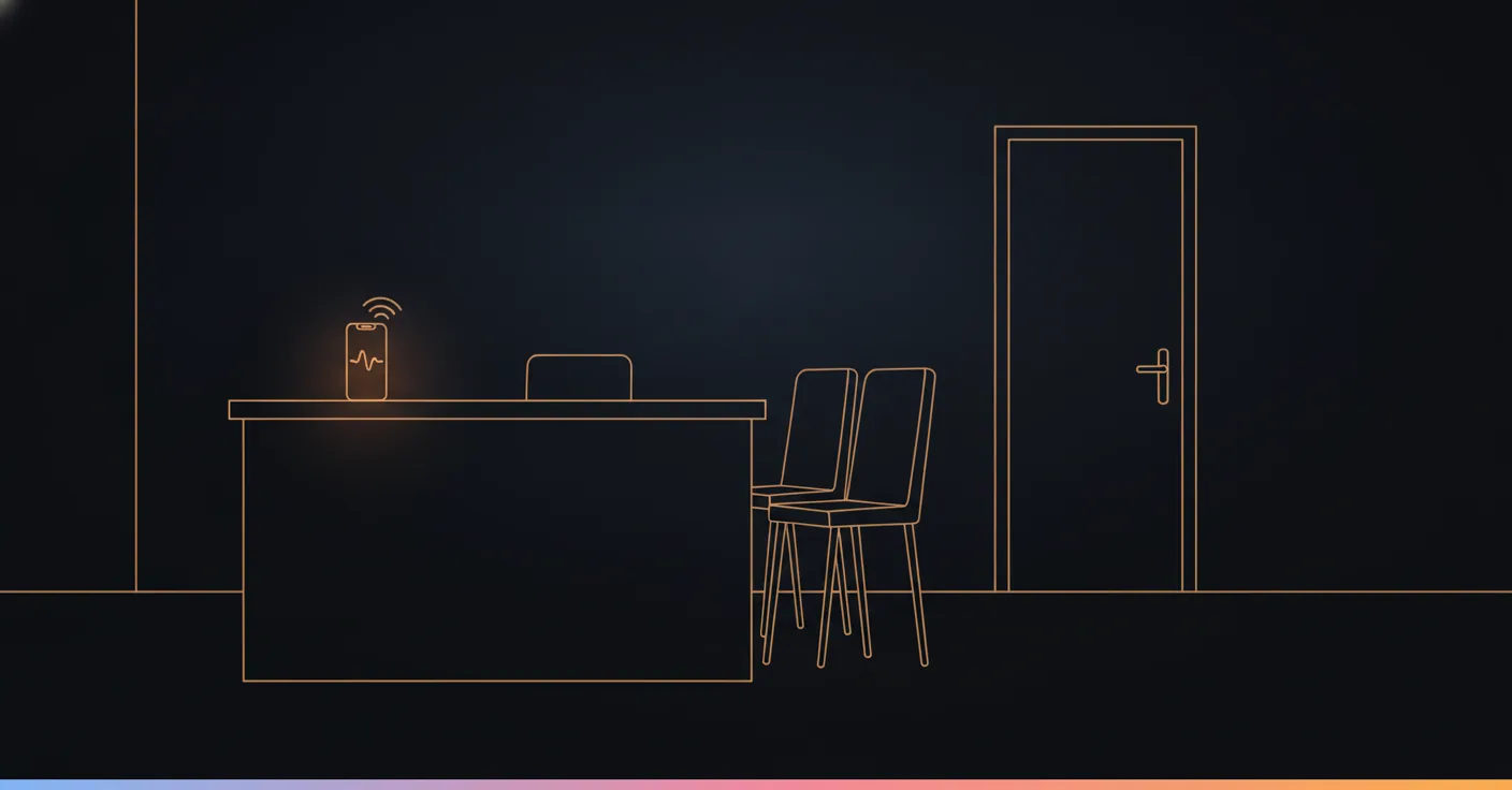 An AI receptionist for small business: a front desk phone lighting up at night with no one there to answer it