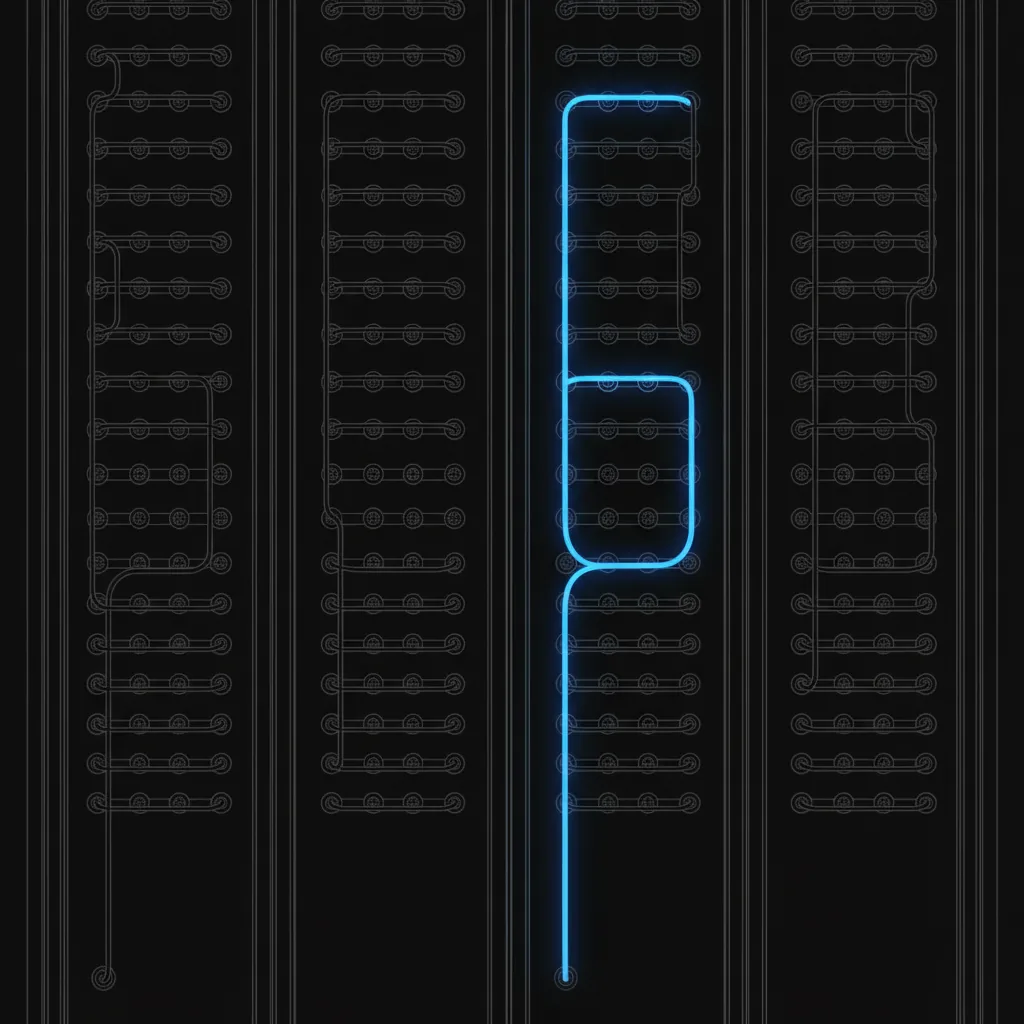 A switchboard wall with one AI answering line lit