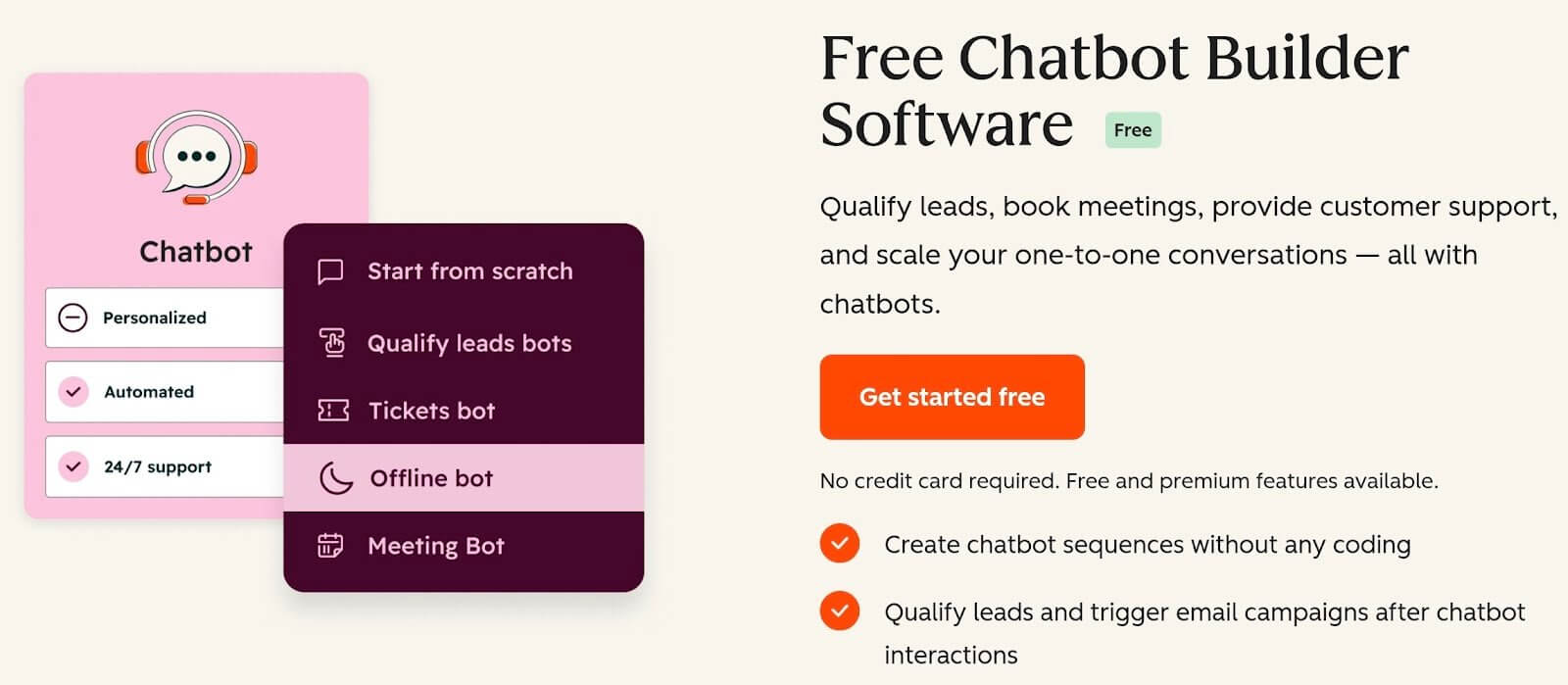 HubSpot chatbot builder writing straight into the CRM contact record