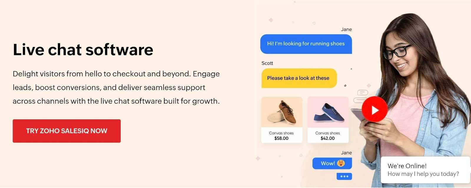 Zoho SalesIQ live visitor tracking and lead scoring dashboard