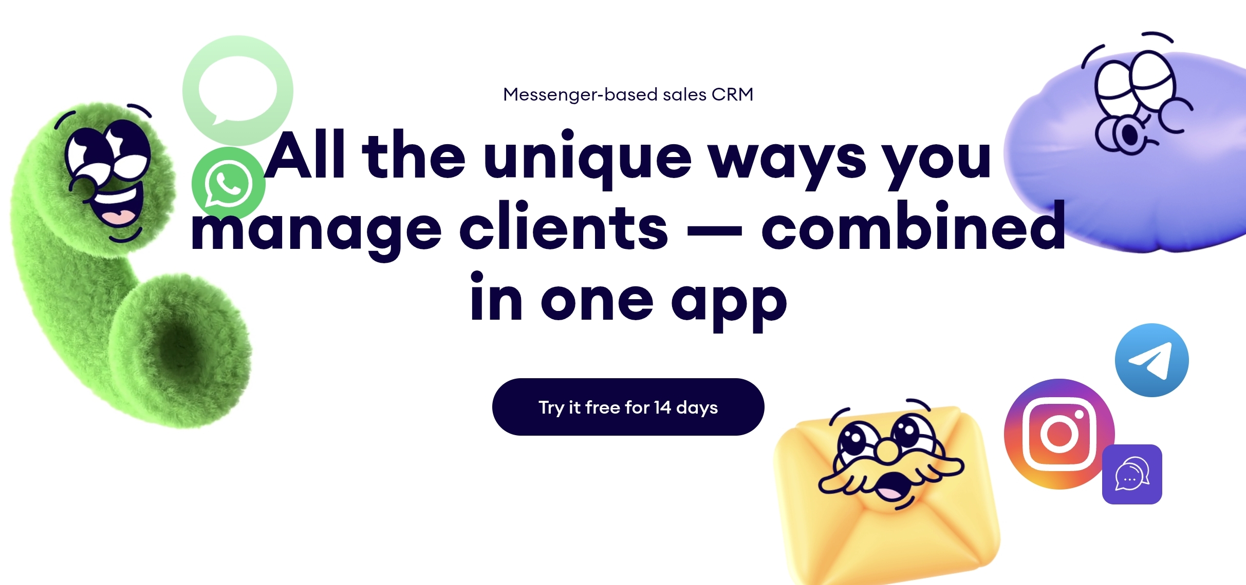 Kommo homepage, a CRM with WhatsApp automation for sales teams