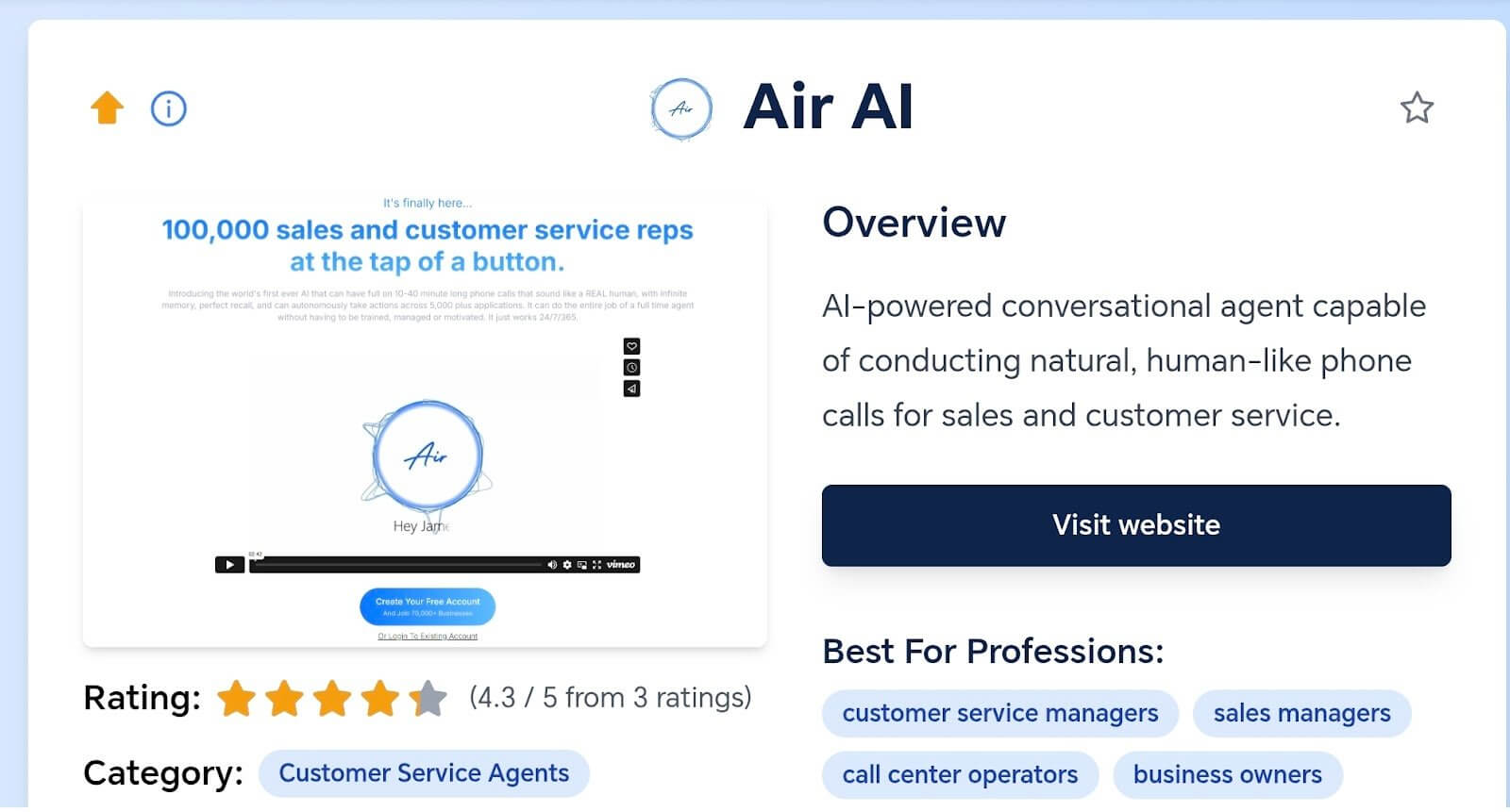 Air AI long-form sales call platform, a Bland AI alternative for large outbound teams