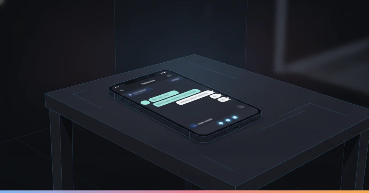 A phone at night, an AI agent on WhatsApp typing a reply