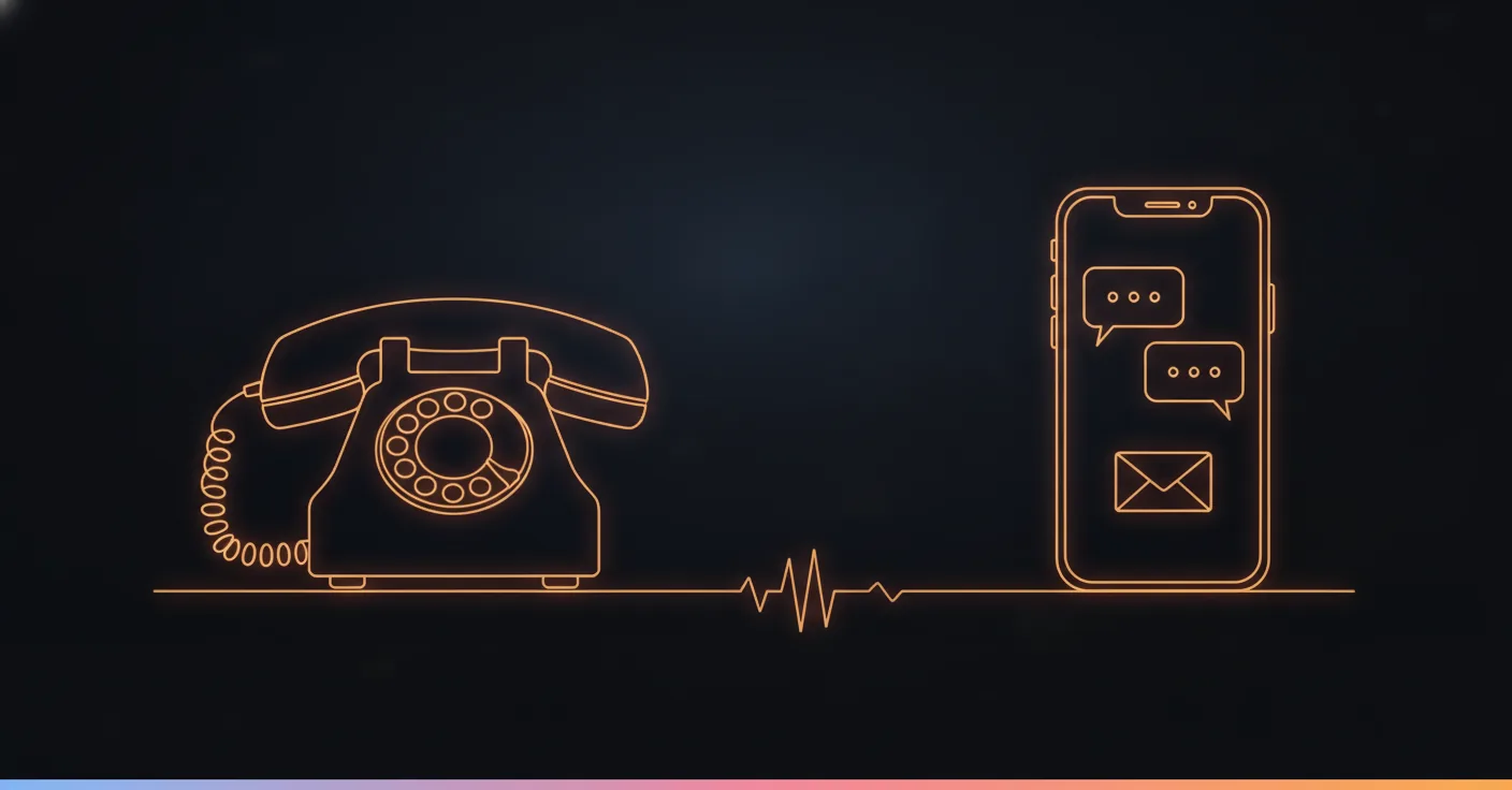 Un téléphone à cadran et un smartphone côte à côte, symbole du comparatif permanence téléphonique vs IA
