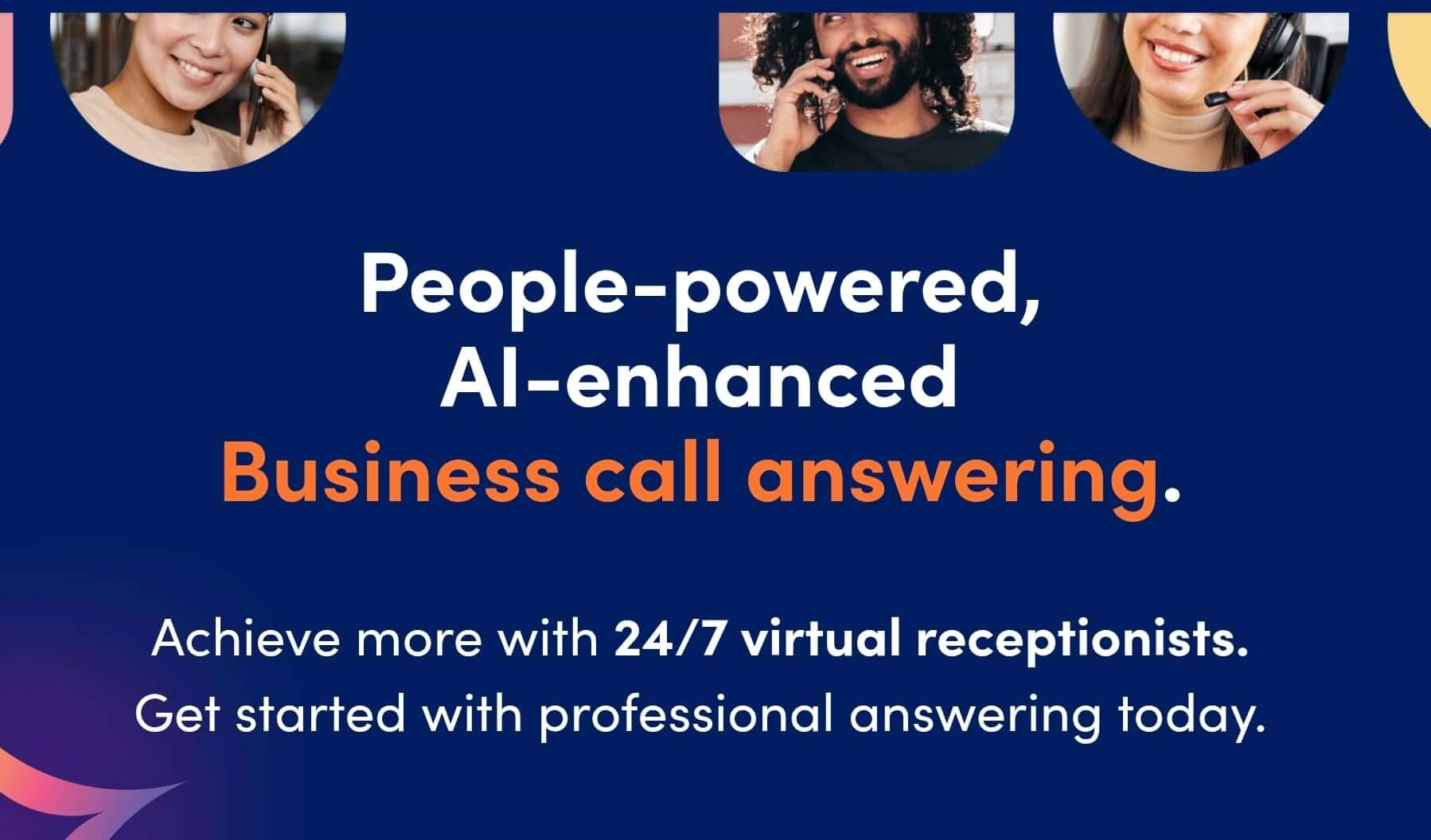 Ruby virtual receptionist team taking a live phone call for a client