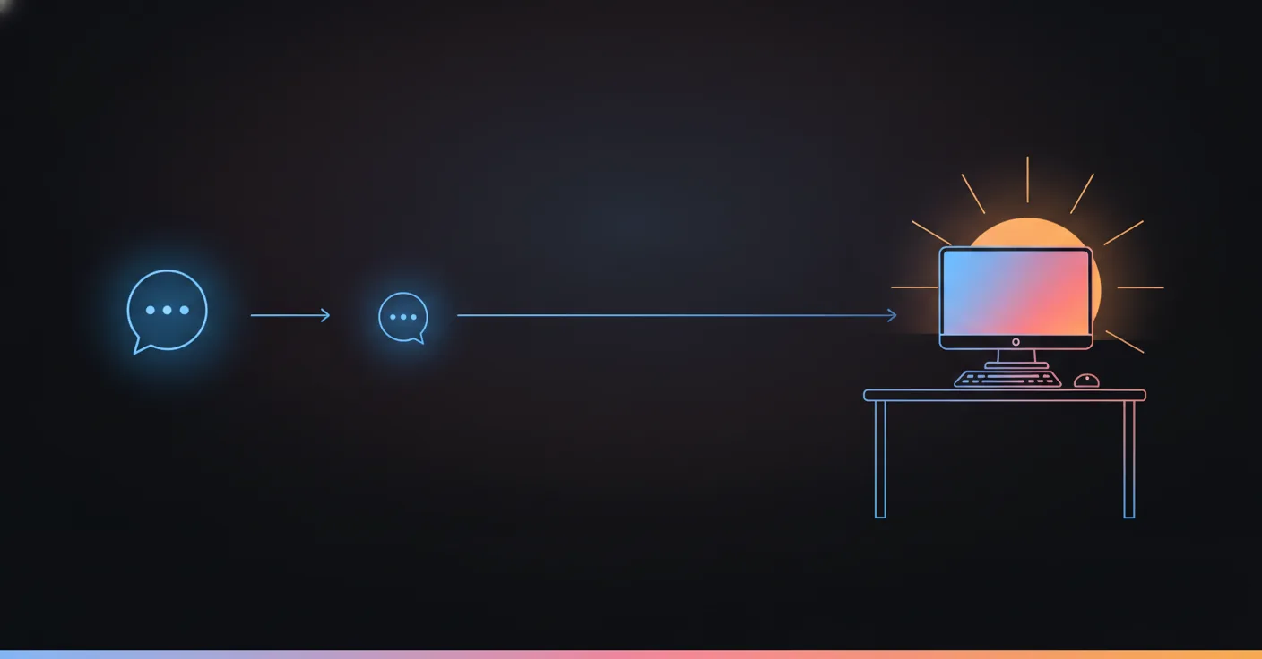 An automated conversation that answers at night and hands over to a human by morning A customer message at night, a fast AI reply, and a handoff that lands on a human desk lit the next morning