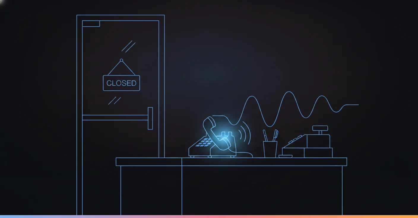 A small business desk phone answering by itself after closing