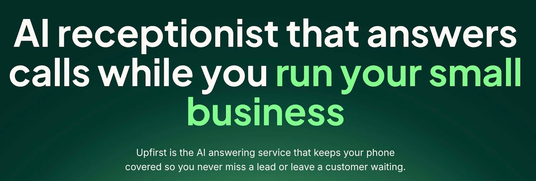 Upfirst phone answering service dashboard with call summaries