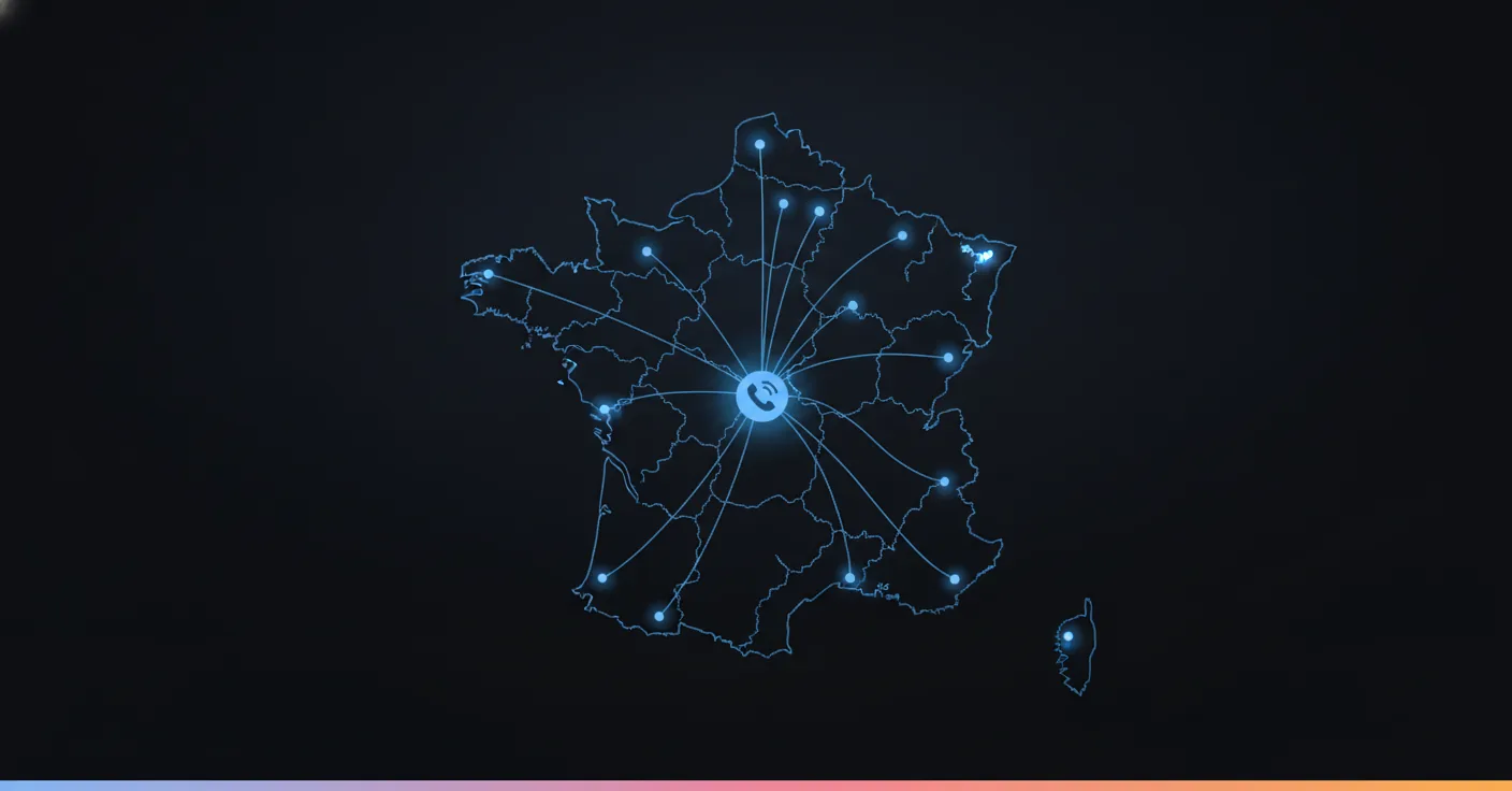 Un standard téléphonique virtuel IA qui dispatche les appels par zone, comme chez Allo Frelons Carte de France de nuit, un numéro central redistribue les appels vers des points locaux