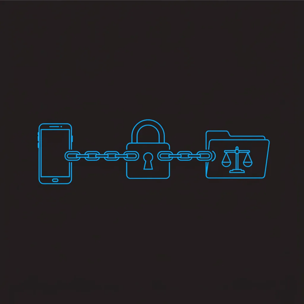 Télésecrétariat juridique : le secret professionnel doit traverser le standard sans fuite Une chaîne reliant un téléphone à un dossier d’avocat, avec un cadenas au milieu : le secret professionnel doit passer intact par le télésecrétariat juridique