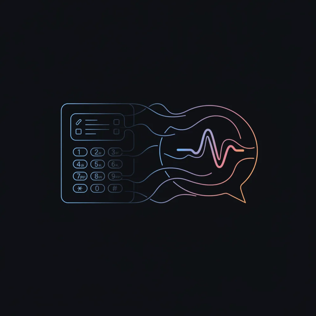 IA agentique dans les centres de contact : du menu à touches à la conversation Un ancien menu de serveur vocal à touches qui se transforme en bulle de conversation fluide
